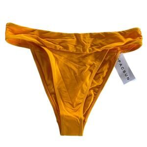 Kendall & Kylie Swim Bottoms Womens Small Mustard Yellow Stretch Swimsuit Bikini